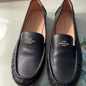 Coach black leather loafers